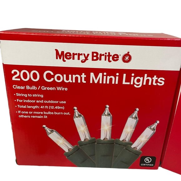 Merry Brite 200 Count Christmas Mini Lights Multi Bulb Green Wire - Picture 1 of 16